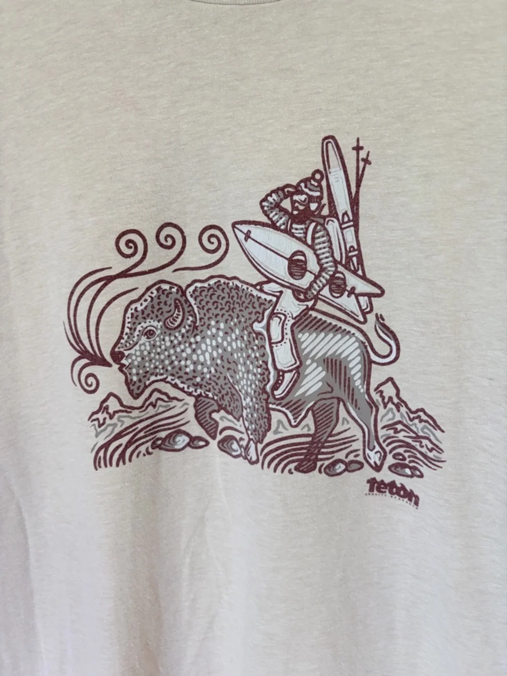 Teton Gravity Research Tshirt Cream Brown Graphic Snowboard Outdoor Unisex XL - Picture 2 of 6